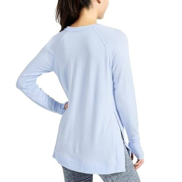Athleta Studio Side Slit CYA Long Sleeve Sweatshirt Pure Blue XS #1186 - Picture 4 of 15